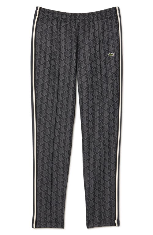 Shop Lacoste Regular Fit Geo Print Track Pants In Black/graphite