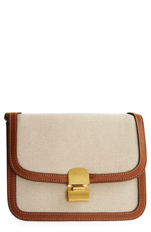 Woven Crossbody Bag in Brown Leather Beige