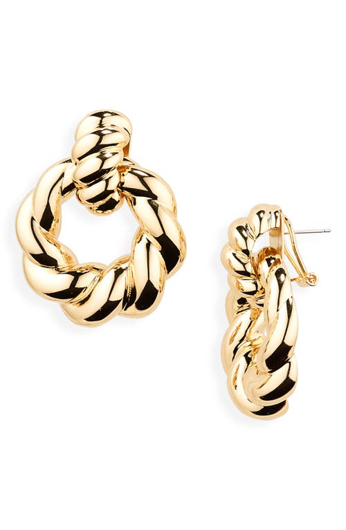 Carolina Herrera Twist Door Knocker Drop Earrings In Gold