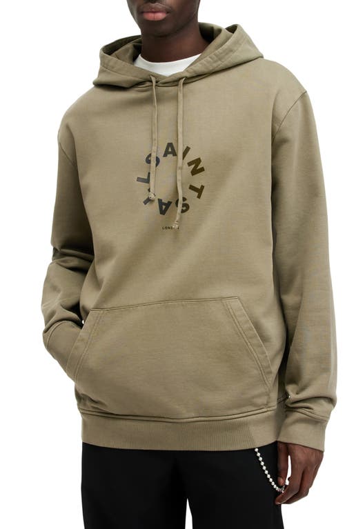 AllSaints Tierra Pullover Graphic Hoodie in Ash Khaki Green at Nordstrom, Size Medium