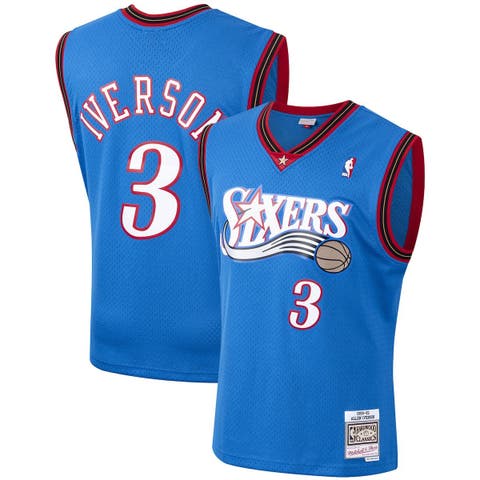 Men's Mitchell & Ness Red Philadelphia 76ers Hardwood Classics Team  Heritage Fashion Jersey