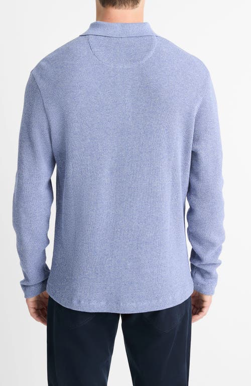 Shop Vince Long Sleeve Thermal Polo In Faded Cobalt