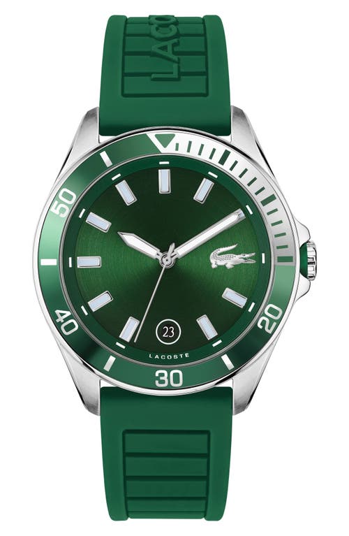 Lacoste Tiebreaker Silicone Strap Watch, 43mm in Green at Nordstrom