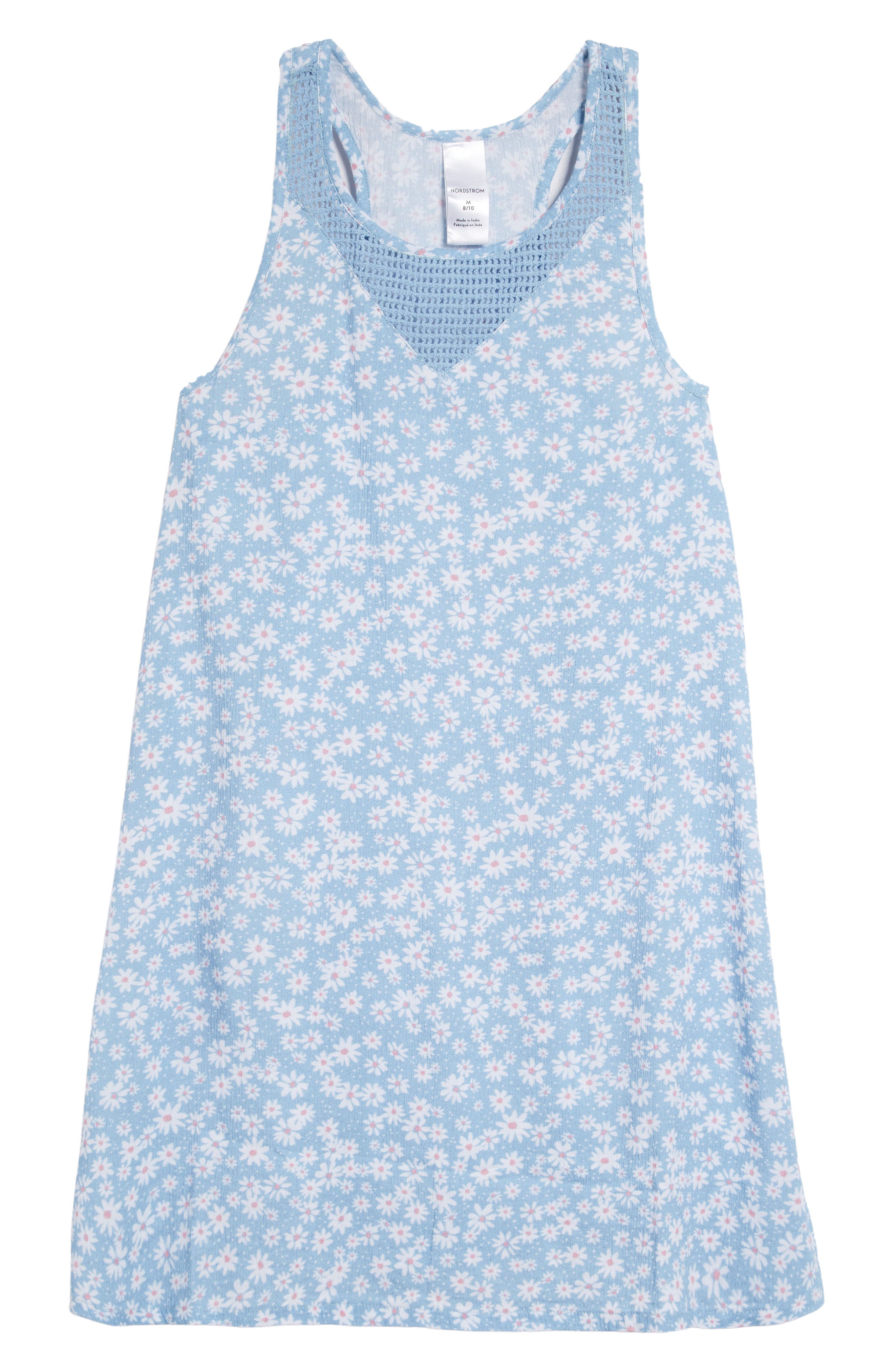 Nordstrom Kids' Cover-Up Dress in Blue Iceberg Dense Daisy