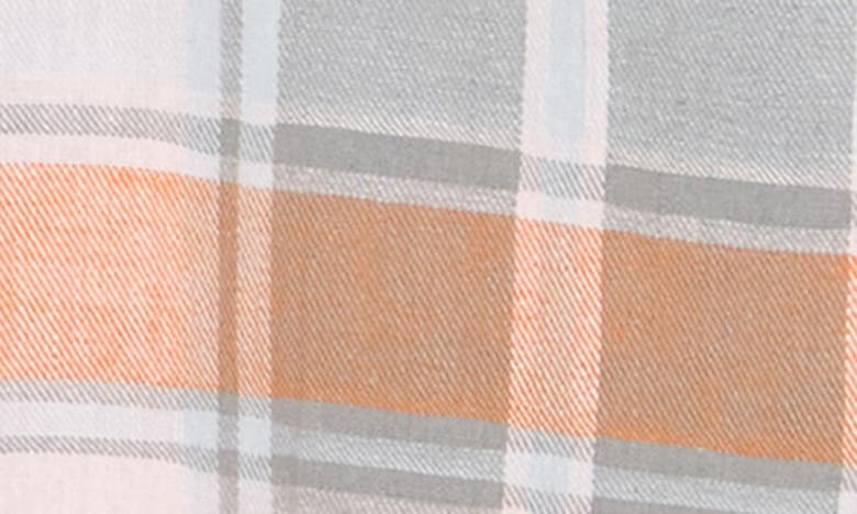 Shop 14th & Union Plaid Short Sleeve Linen & Cotton Blend Button-down Shirt In Grey- Orange Helsinki Plaid