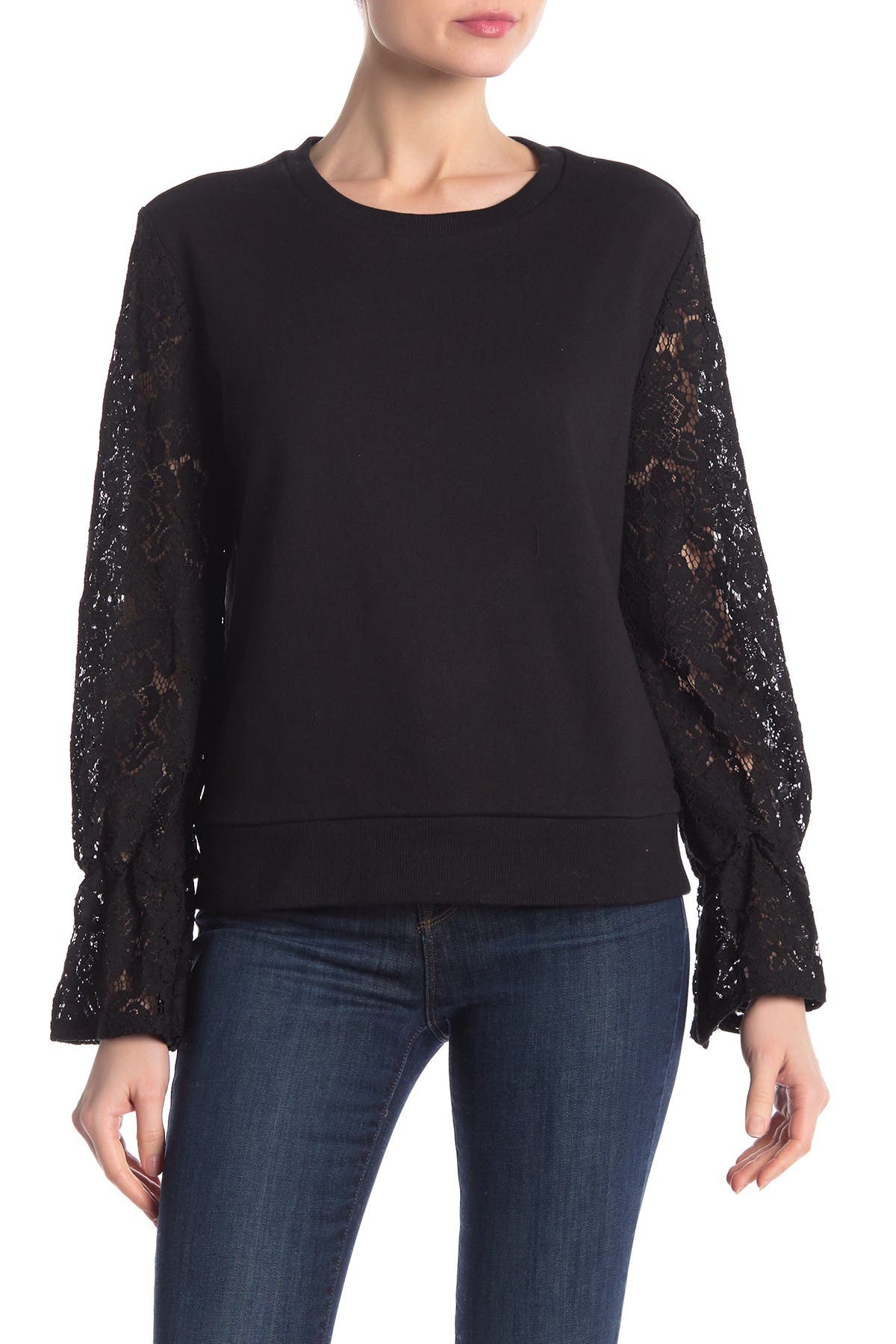 lace sleeve sweatshirt