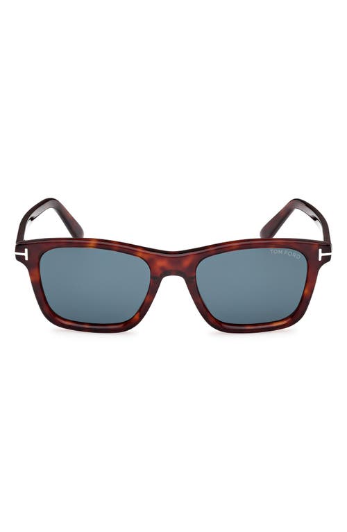 Shop Tom Ford Barron 54mm Square Sunglasses In Shiny Red Havana/dark Teal