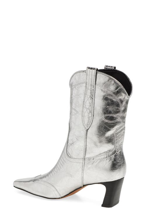 Shop Steve Madden Josefine Western Boot In Silver Leather