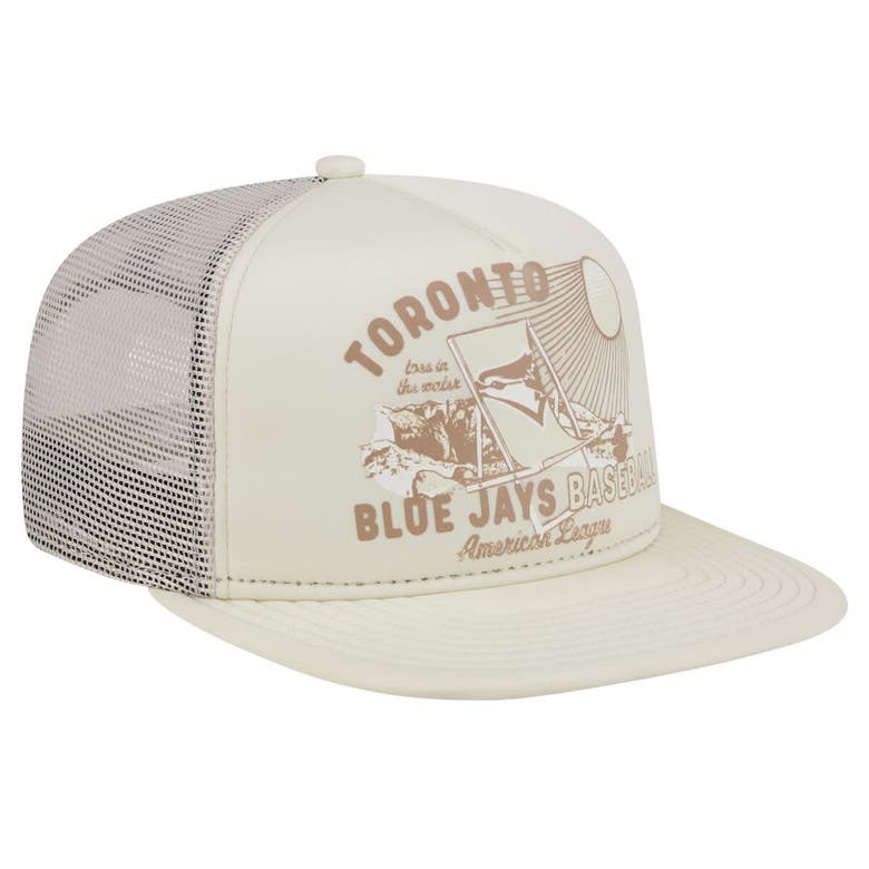 Shop New Era Khaki Toronto Blue Jays Almost Friday A-frame 9fifty Trucker Snapback Hat