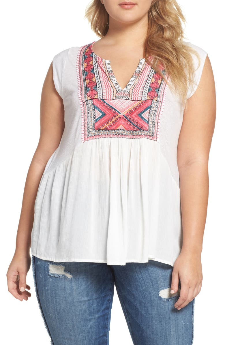 Lucky Brand Embroidered Bib Top (Plus Size) | Nordstrom
