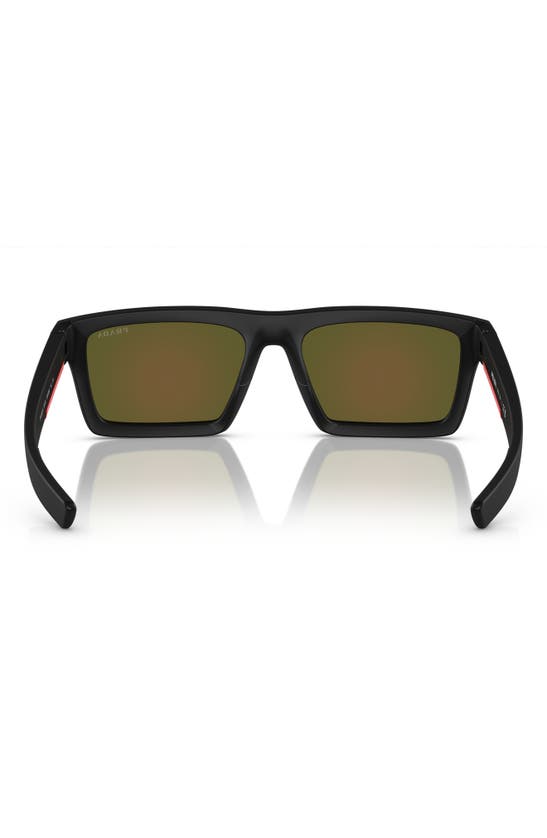 Prada 55mm Rectangular Sunglasses In Black/ Green Blue