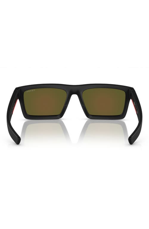 Shop Prada Sport 55mm Rectangular Sunglasses In Black/green Blue