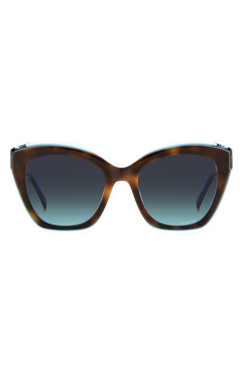 Missoni 54mm Cat Eye Sunglasses In Havana Teal/grey Shaded Blue