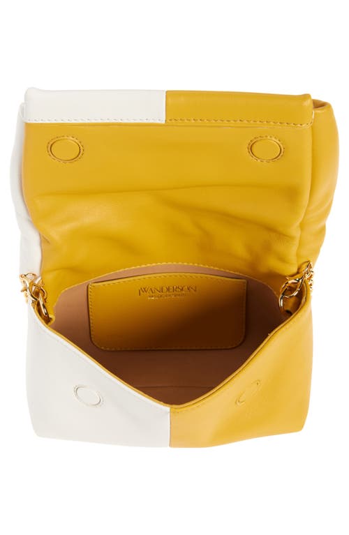 Shop Jw Anderson Small Twister Two-tone Leather Crossbody Bag In Cream/mustard