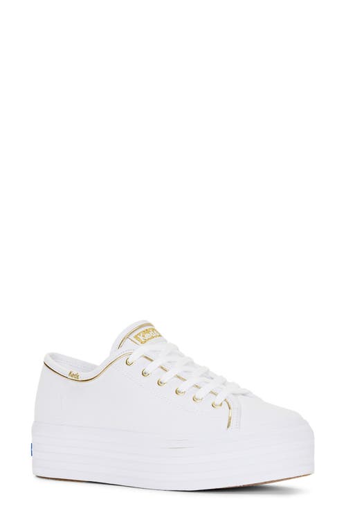 Shop Keds ® Triple Up Piped Platform Sneaker In White/gold