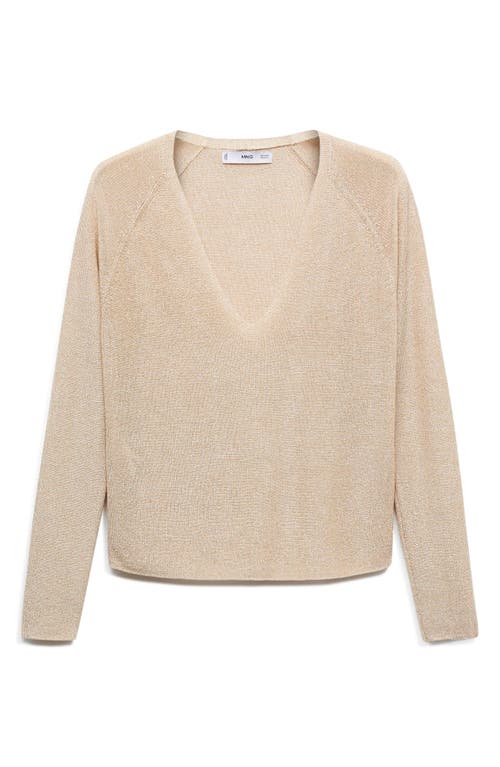 MANGO MANGO METALLIC V-NECK SWEATER 