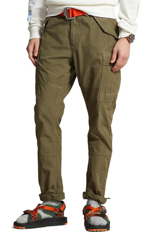 Shop Polo Ralph Lauren Cotton Slub Canvas Cargo Pants In Outdoors Olive