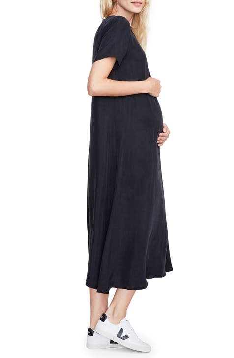 PinkBlush Petite Ivory Solid Off Shoulder Maternity Maxi Dress