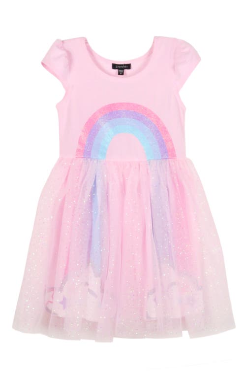 Shop Zunie Cap Sleeve Rainbow Dress In Light Pink/multi