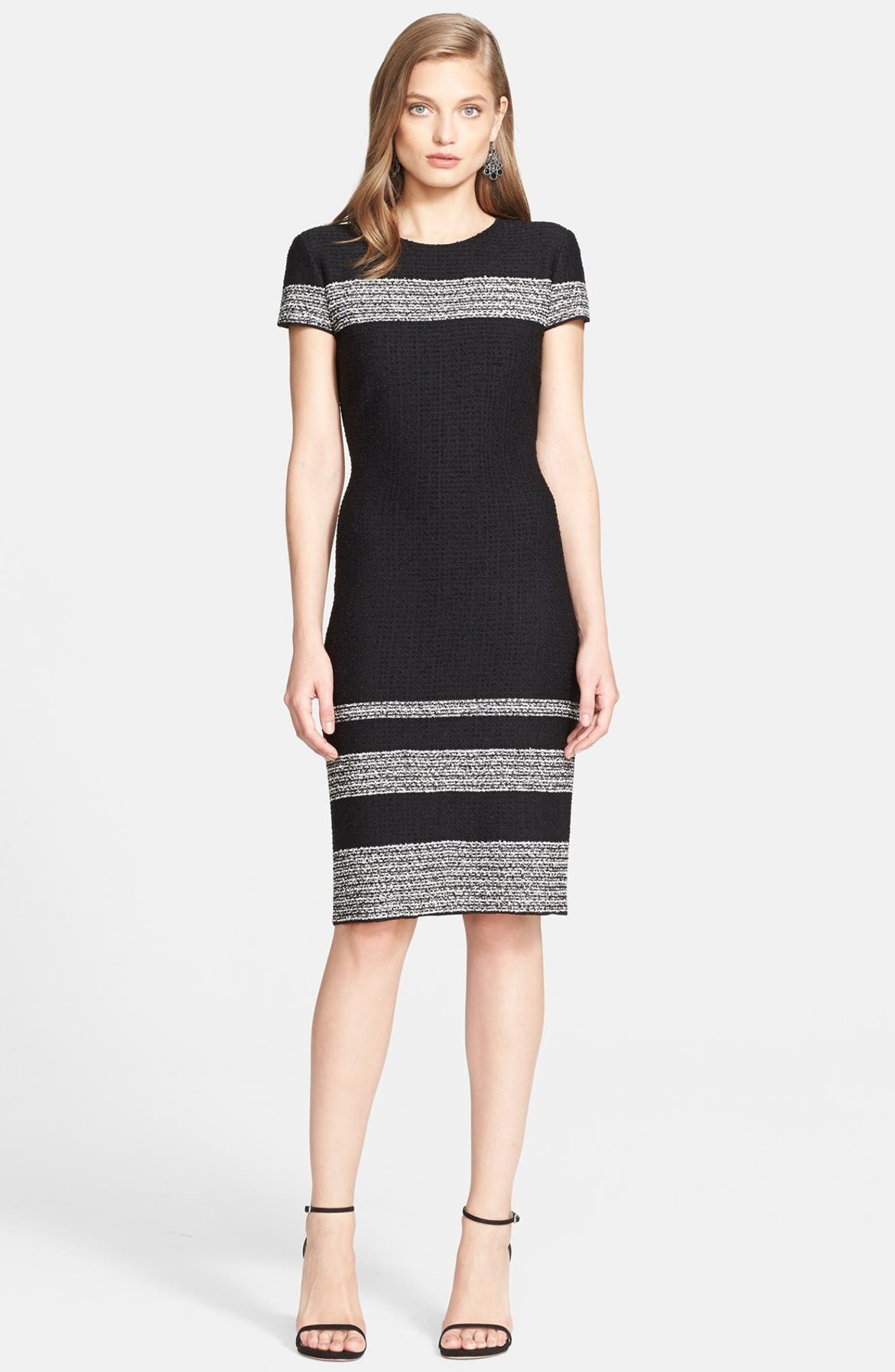 St. John Collection Micro Tweed Engineered Stripe Knit Dress | Nordstrom