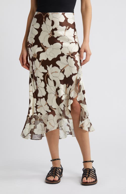 Rails Adia Floral Satin Slip Skirt Mocha at Nordstrom,