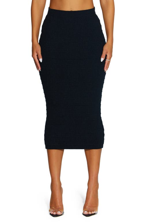 Rib Midi Sweater Skirt in Black