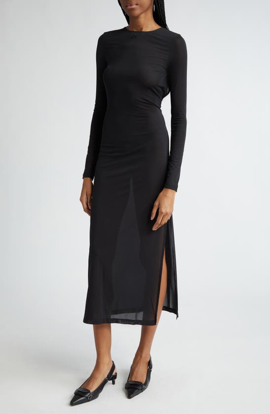 Shop Courrèges Tube Sheer Second Skin Long Sleeve Maxi Dress In Black