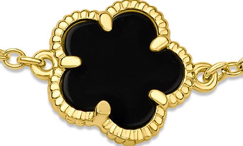 Shop Cz By Kenneth Jay Lane Cz Clover Station Chain Bracelet In Black/gold