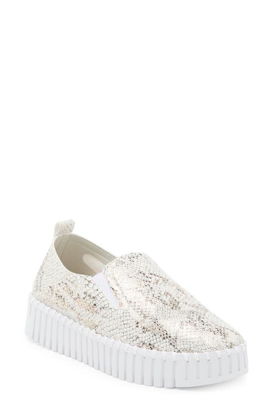 Ilse Jacobsen Tulipu Snake Print Perforated Platform Sneaker In White