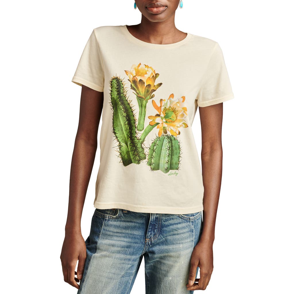 LUCKY BRAND LUCKY BRAND WATERCOLOR CACTUS GRAPHIC T-SHIRT