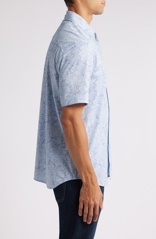 Shop Tommy Bahama San Lucio Soirée Supima® Cotton Blend Short Sleeve Button-up Shirt In Dockside Blue