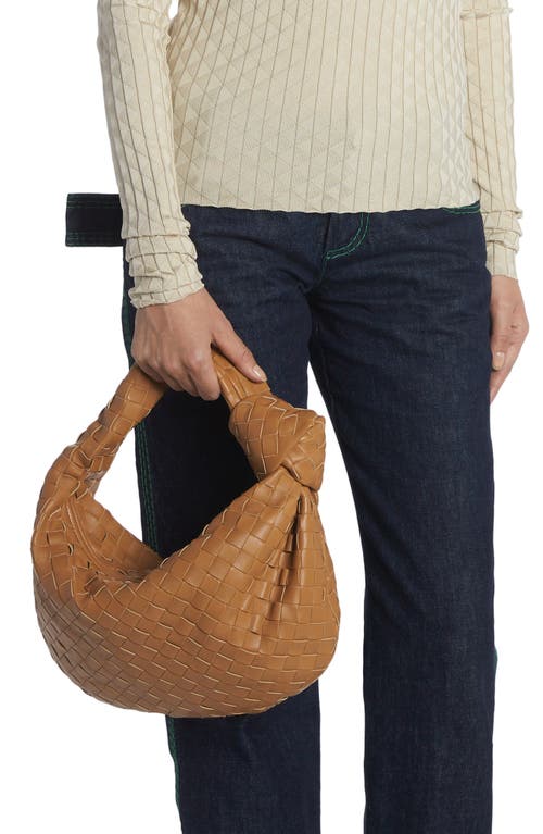 Bottega Veneta Teen Jodie Knitted Shoulder Bag In Caramel Gold