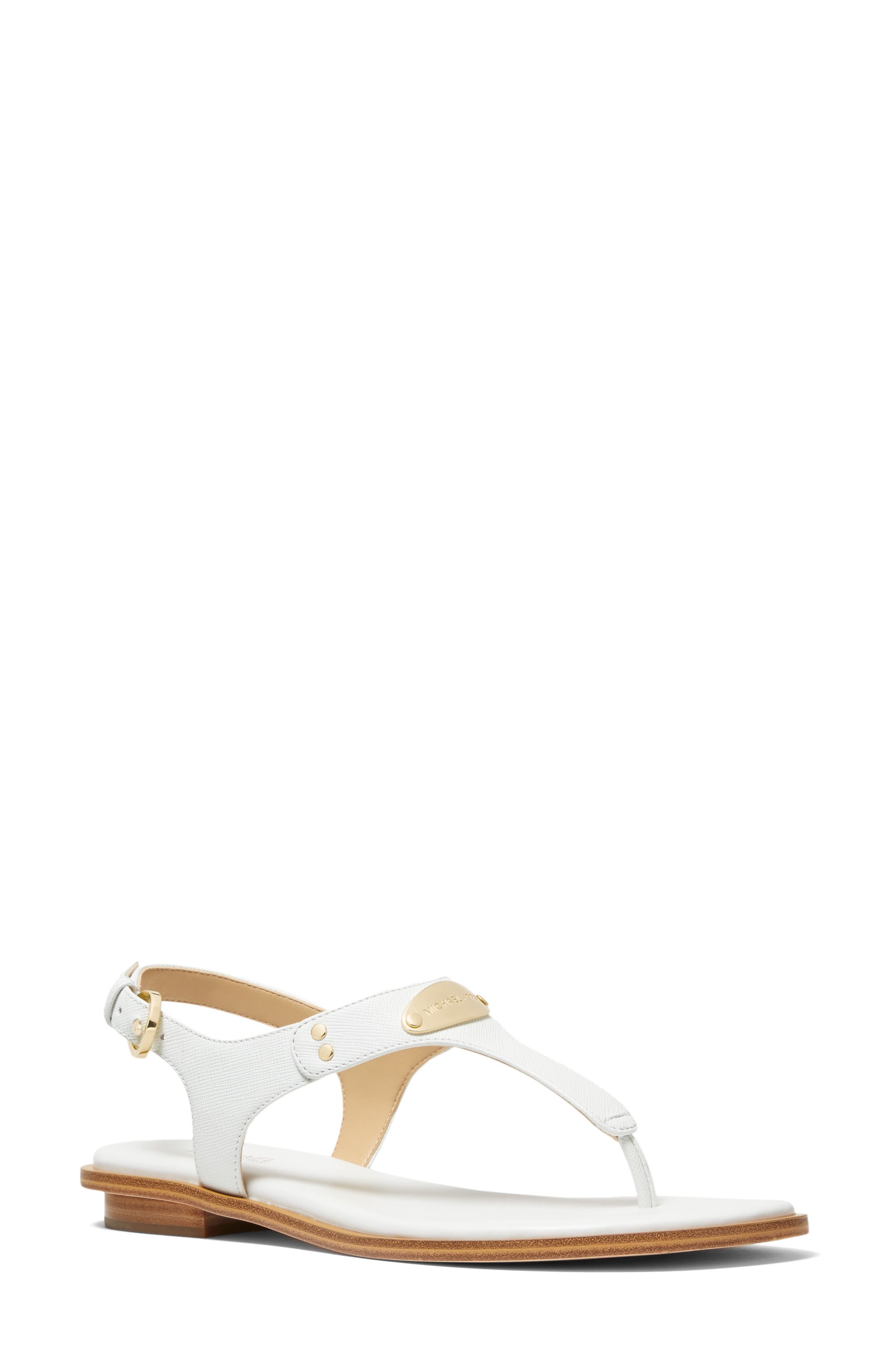 white michael kors flat sandals