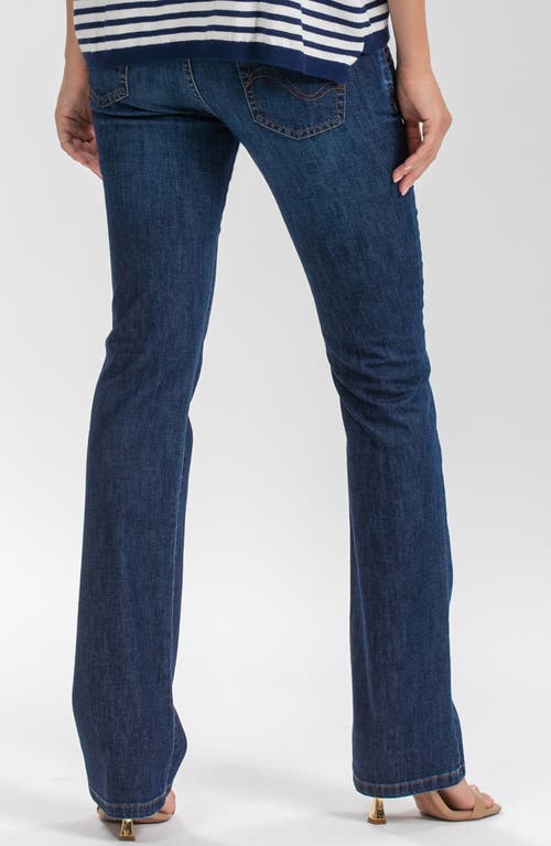 Shop Pietro Brunelli Over The Bump Slim Bootcut Jeans In Dark Blue