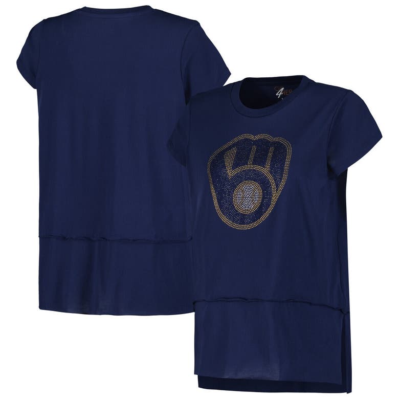 Shop G-iii 4her By Carl Banks Navy Milwaukee Brewers Cheer Fashion T-shirt