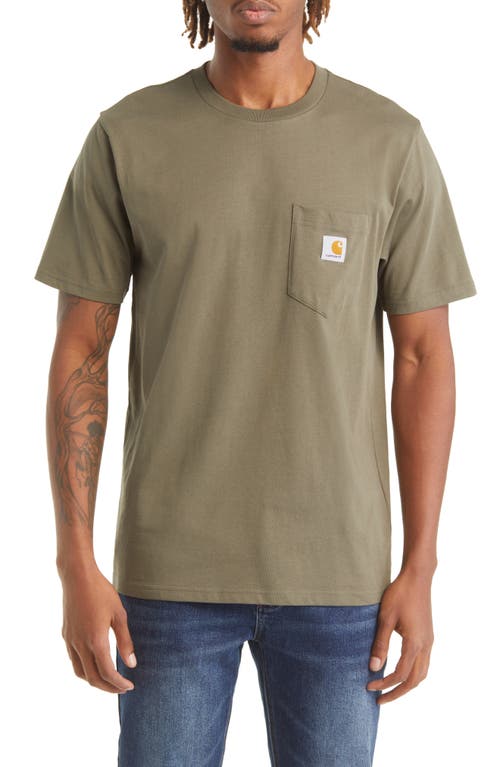 Carhartt Work In Progress Logo Pocket T-Shirt in Seaweed