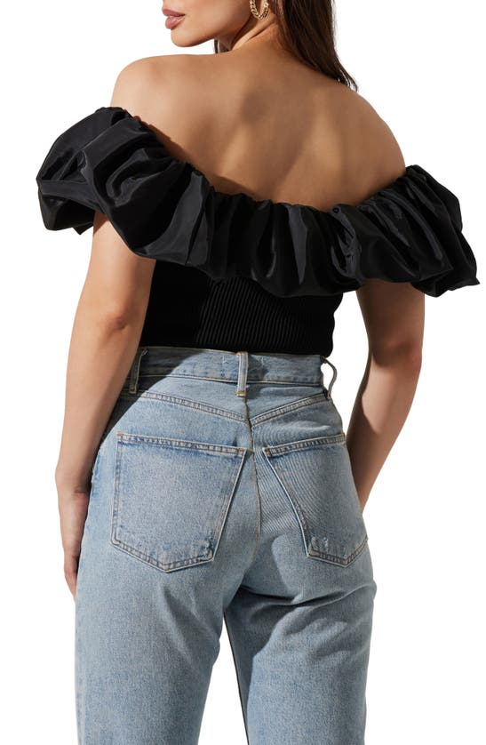 Shop Astr The Label Cherie Ruffle Off The Shoulder Top In Black