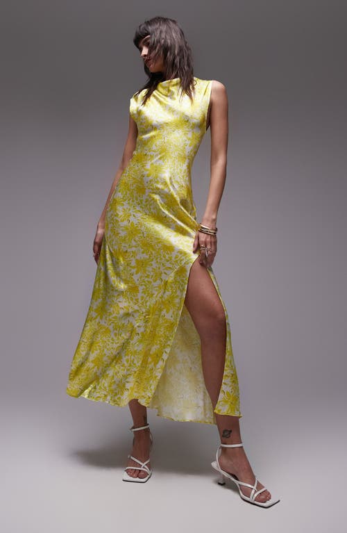 Topshop Cowl Neck Satin Midi Dress Light Yellow at Nordstrom, Us