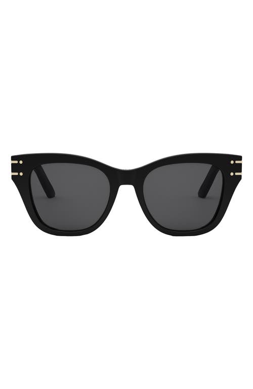 'Diorsignature B4I 52mm Butterfly Sunglasses in Shiny Black /Smoke at Nordstrom