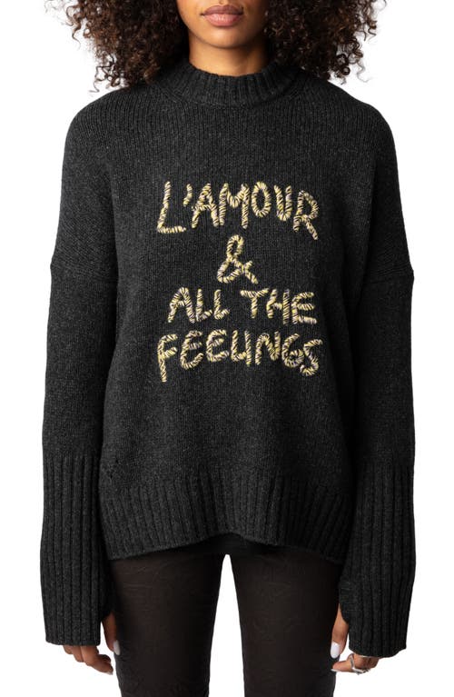 Shop Zadig & Voltaire Malta Feelings Merino Wool Sweater In Anthracite