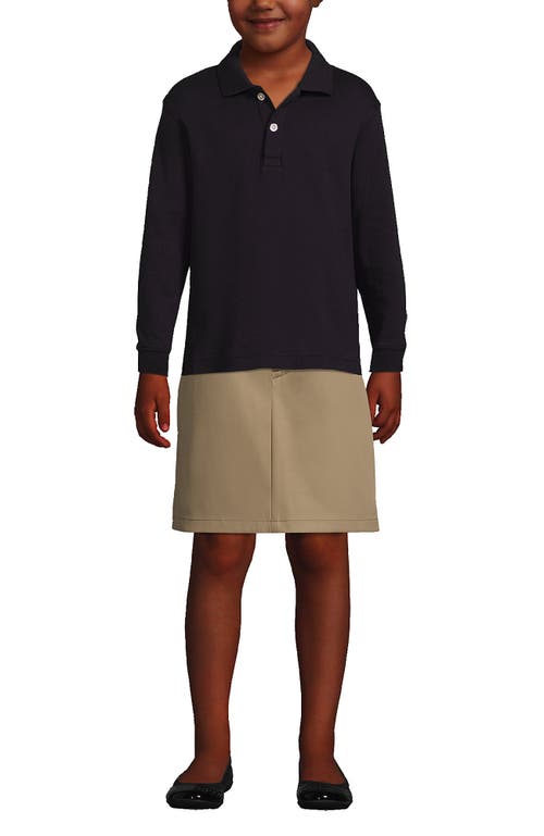 Shop Lands' End School Uniform Kids Long Sleeve Interlock Polo Shirt In Black