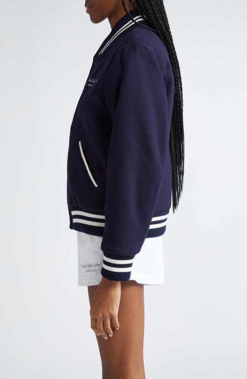 Shop Sporty And Rich Sporty & Rich Eden Crest Wool Varsity Jacket In Navy