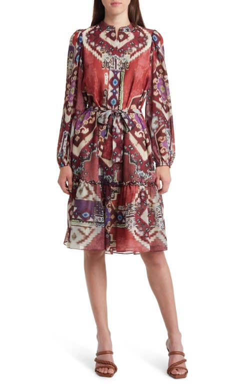 KOBI HALPERIN Candace Portofino Print Long Sleeve Dress Beet Multi at Nordstrom,