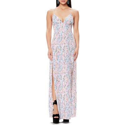 Afrm Brix Print Maxi Sundress, White