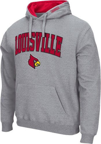 Men's Colosseum Heathered Gray Louisville Cardinals Arch & Logo Pullover  Hoodie