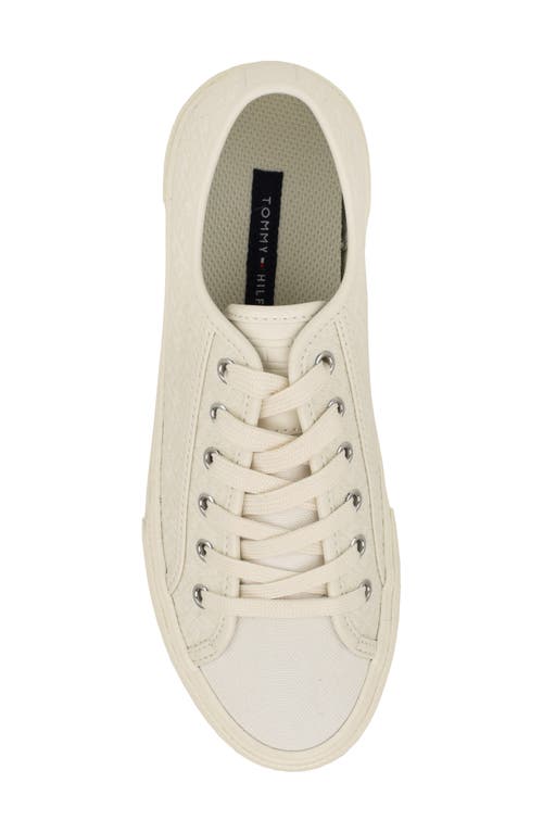 Shop Tommy Hilfiger Logo Jacquard Sneaker In Ivory