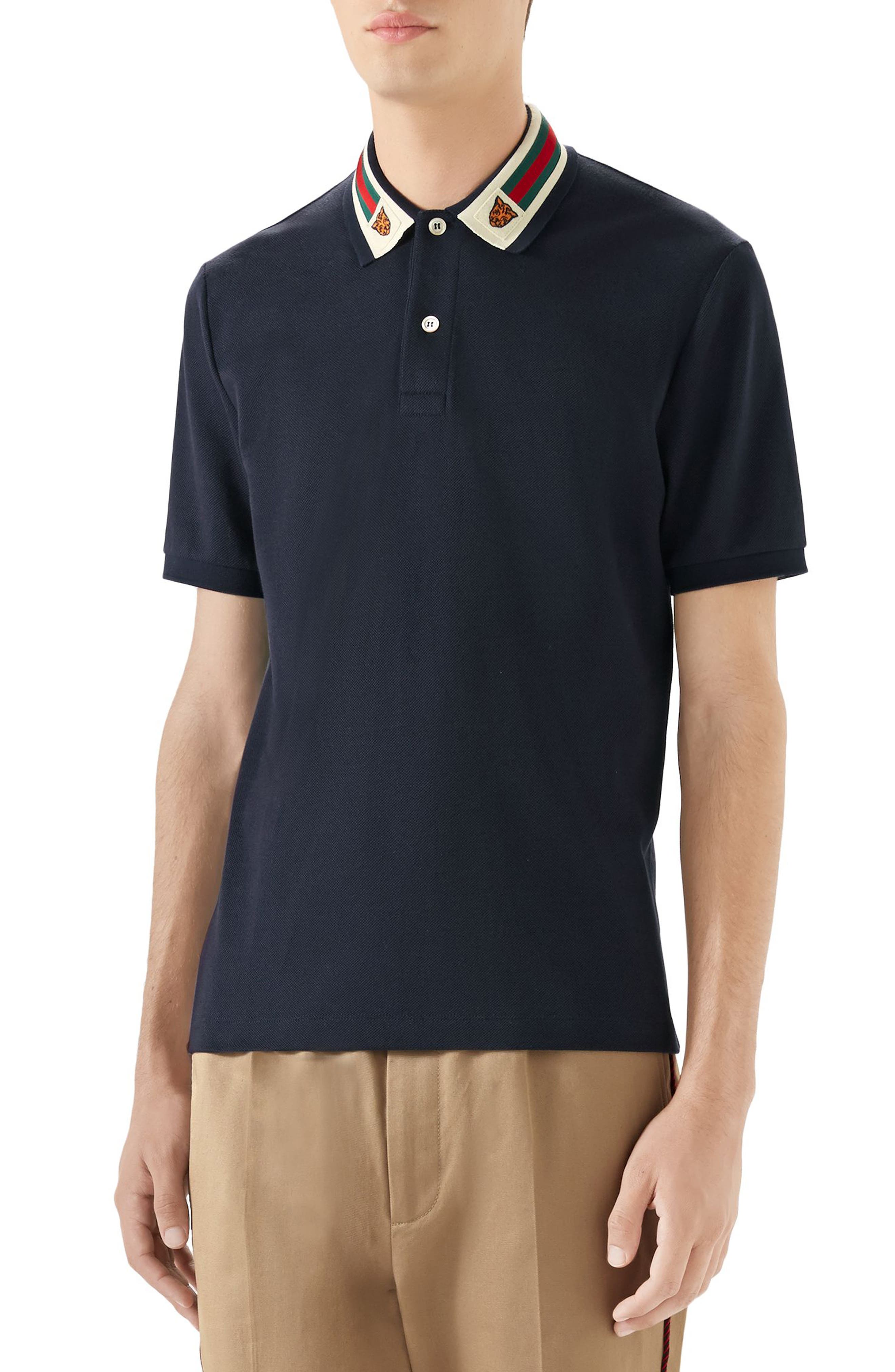 polo shirt with tiger on collar