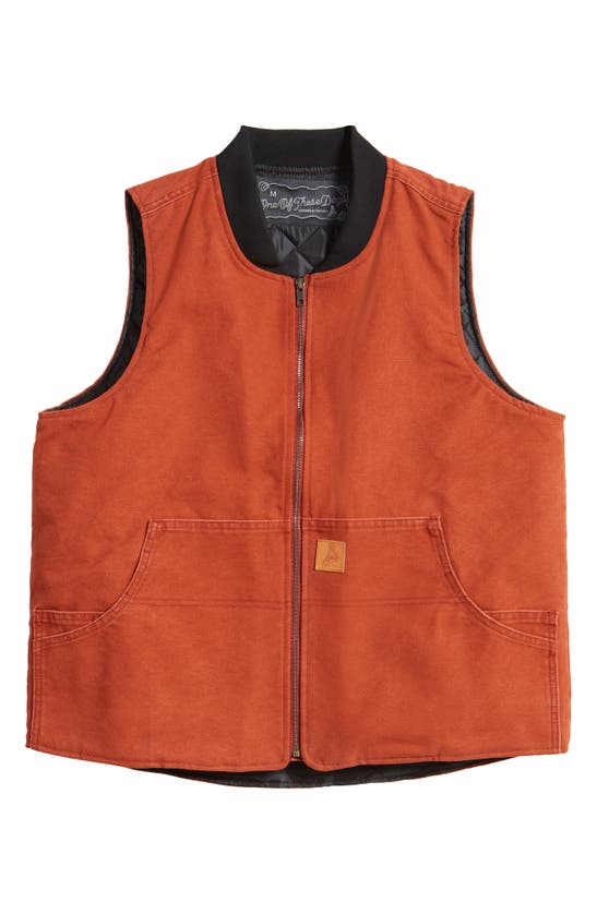 One Of These Days Zip-up Cotton Canvas Work Vest In Rust