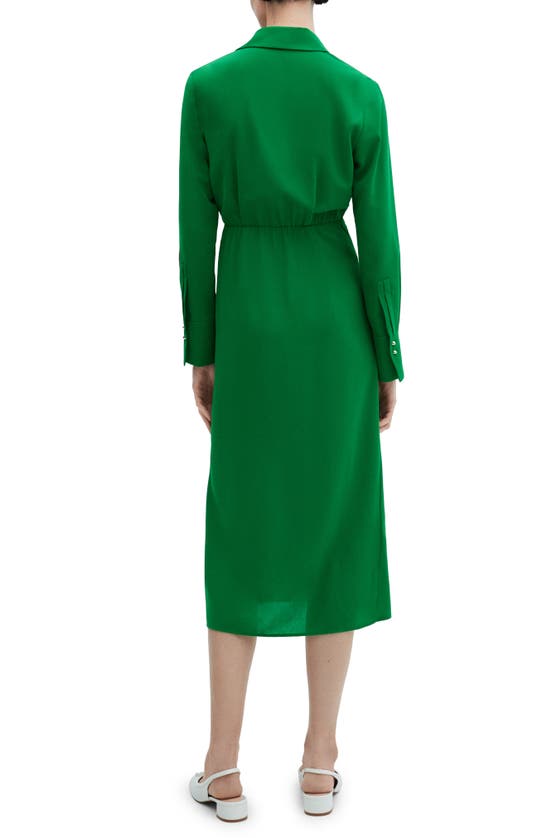 Shop Mango Collared Midi Wrap Dress In Green