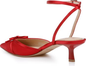 Talasia Ankle Strap Pointed Toe Kitten Heel Pump